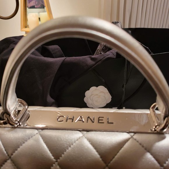 Chanel Silver Metallic Top Handle Flapbag 21K - Picture 13 of 17